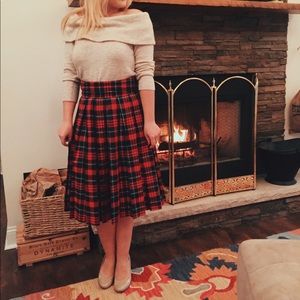 Vintage Plaid Midi Skirt